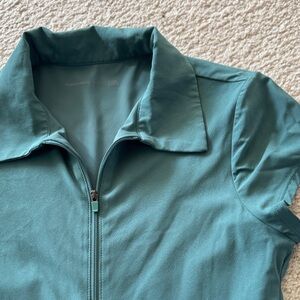 Teal Zip-Up Collared Athletic Dress